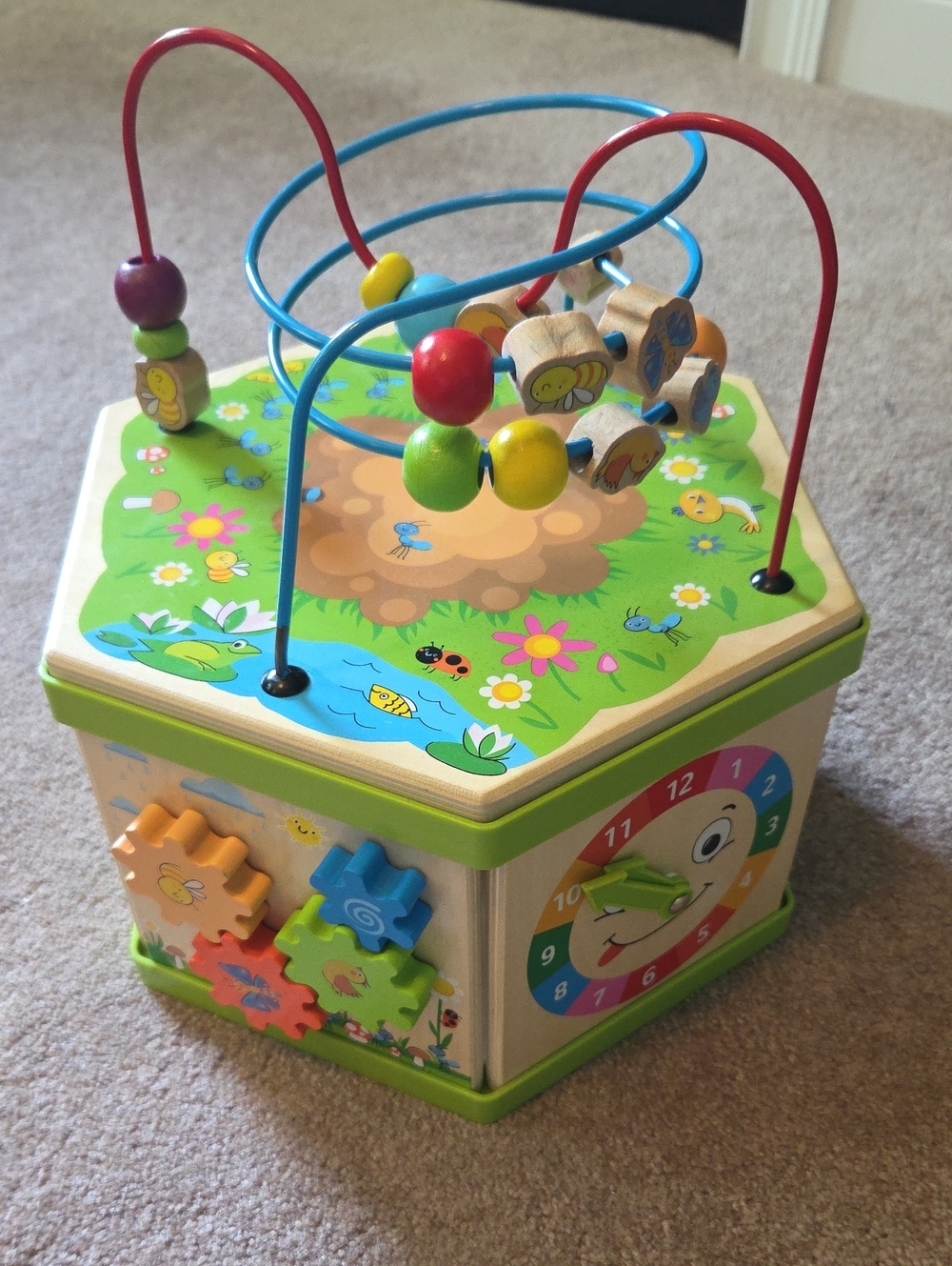 Multifunctional Wooden Activity Cube — Educational Toy